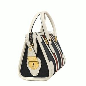 Gucci GG bag black Line canvas shoulder leather Sherry handbag